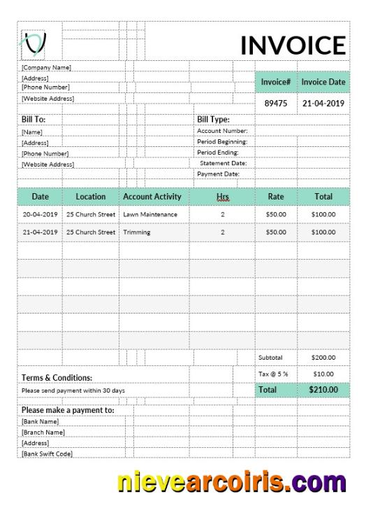 Landscaping Invoice